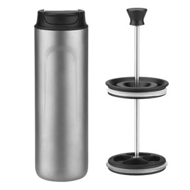 Imagem de CUOFYUNL Portátil Isolado Imprensa Francesa Cafeteira Camping Cafeteiras com Construção de Parede Dupla Máquina de Café e Chá (Jateamento de areia)