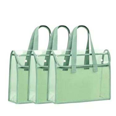 Imagem de KIT 3 UNIDADES Bolsa transparente sacola resistente à água e durável – Bolsa de plástico transparente para uso casual, estádios, shoppings, trabalho (VERDE)