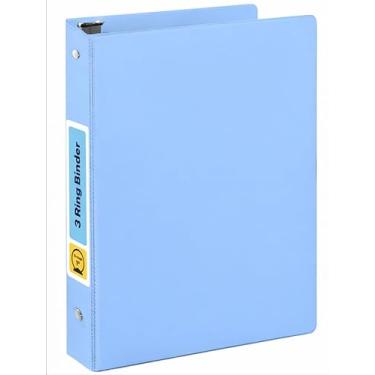 Imagem de Enday Fichários de 2,5 cm, 3 anéis (azul pastel) e 3 fichários de 2,5 cm, capa transparente para papel de carta 21 x 28 cm e 2 bolsos internos, ideal para material escolar, escritório e casa.