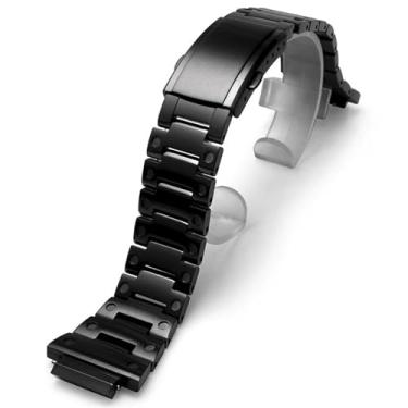 Imagem de VESECCON Pulseira de relógio de aço inoxidável para G-Shock GA2100/GA2110 | Pulseira de substituição de metal compatível com relógios GA2100/GA2110 originais | nenhuma capa incluída, Preto, Adjustable