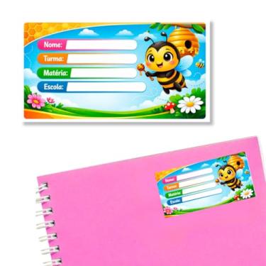 Imagem de Kit 14 Etiquetas Escolares M Abelha Fofa Caderno Infantil Menina Personalizado Adesivo Volta as Aulas