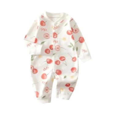 Imagem de Macacão De Algodão Unissex Para Bebês Com Manga Longa, Pijamas Impress