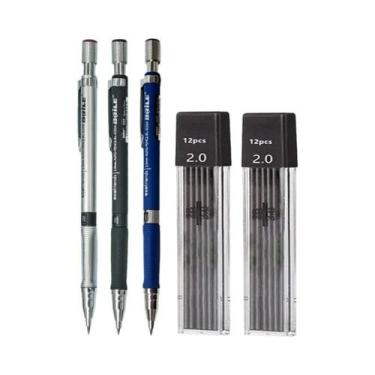 Imagem de Conjunto De Lápis Mecânico De 2.0mm Com Refil De Grafite 2B Preto E Co