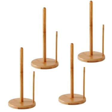 Imagem de Suporte de toalha de papel de madeira, suporte de rolo de toalha de cozinha de madeira de bancada com base antiderrapante em forma de flor, organizador de guardanapos para bancada de cozinha, armário