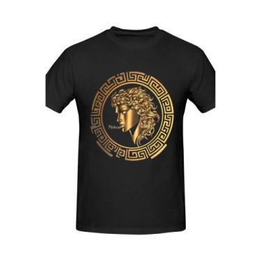 Imagem de Camiseta Masculina plus Size Com Estampa De Capacete De Guerreiro Espa