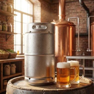 Imagem de Barril de Chopp 10 Litros Slim em Aço Inox 304 com Válvula S Padrão Ga