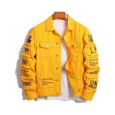 Imagem de Jaqueta Jeans Masculina Y2K De Algodão Elástico Corta-Vento Estilo Tru