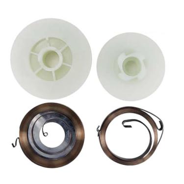 Imagem de Motosserra elétrica com polia de partida fácil, equipada com 2 kits de mola, adequada para motosserra 4500 5200 5800 45cc 52cc 58cc (4PCS)