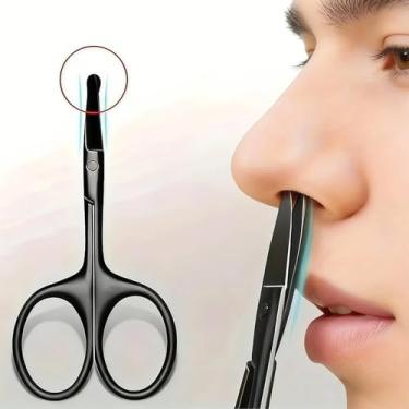Imagem de Tesoura de cabelo de nariz de aço inoxidável, design ergonômico de corte de precisão, ferramentas para orelhas, nariz, cabelo de sobrancelha