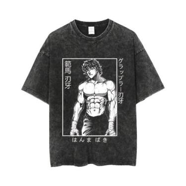 Imagem de Camiseta Masculina Oversize Anime Baki Haman Harajuku Vintage 100% Alg