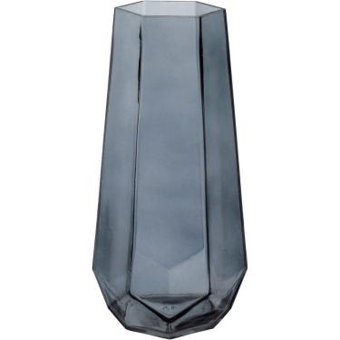 Imagem de Vaso Decorativo Enfeite Casa Geométrico Home&co Vidro 25x8x8cm Fume