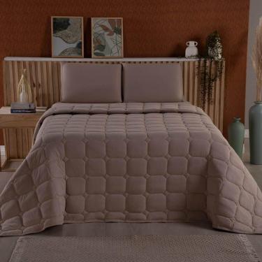 Imagem de Kit Cobre Leito Colcha Minimal Queen 3 Peças Malha 100% Algodão Bege