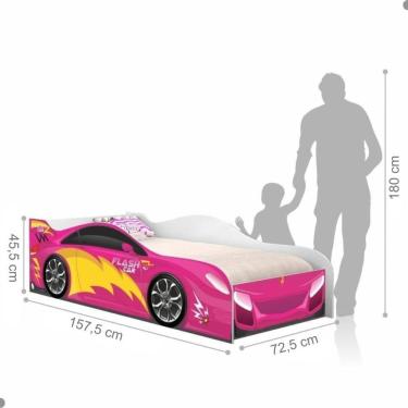 Imagem de Cama Infantil Para Menina Menino Com Proteção E Com Colchão Flash Rosa