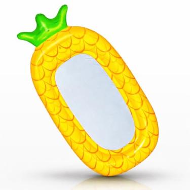 Imagem de Boia Inflável Infantil Adulto Formato Morango e Abacaxi, PVC Resistente 2 Câmaras de Ar, Tela Central Respirável, Suporta até 75 kg, Praia Verão Piscina Sol (Amarelo abacaxi)