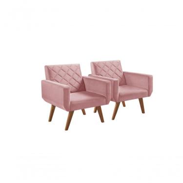 Imagem de Kit 2 Poltronas 1 Lugar Anabelle Unidecor Rosa