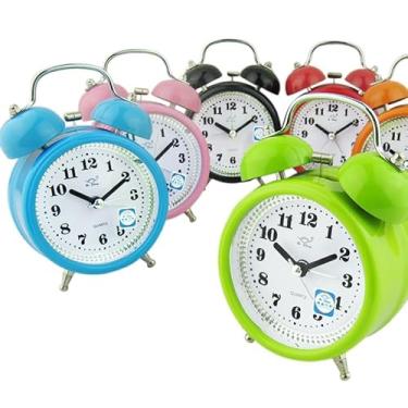 Imagem de Relogio De Mesa Despertador Retro Vintage Metal Com Luz noturna(CORES ALEATÓRIAS)
