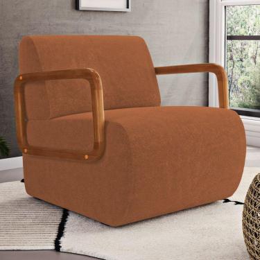 Imagem de Poltrona Decorativa Orgânica Living Kavya Bouclê Terracota - Desk Design