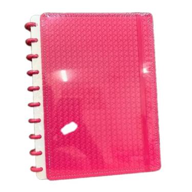 Imagem de Caderno Inteligente A5 B5 Capa Dura 80 Folhas Pautadas Personalizado Caderneta Caderno de Anotações Cadernos Caderno Anotações Alternativa Fichario A5 Planner Diário (Rosa escuro/Couro trançado,B5)