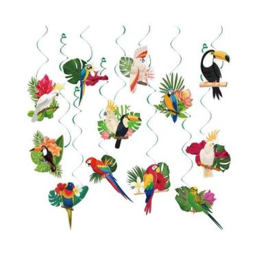 Imagem de Pendente De Bola De Favo De Mel Com Estampa De Tucano Tropical Do Hava