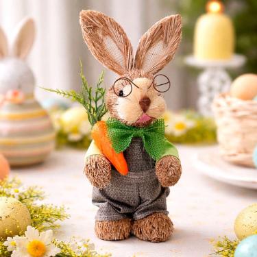 Imagem de Coelho Boneco Cesta Cenoura Ovos Decoração De Páscoa De 24cm