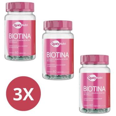 Imagem de Biotina 400mg Vitamina Cabelos e Unhas 60 Caps Original Qualy Nutri Ki