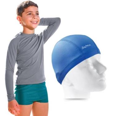 Imagem de Kit Camisa Térmica Infantil Proteção Solar Com Toquinha Natação Hidrog