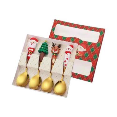 Imagem de Conjunto De Talheres De Natal Elk 4 Peças: Colher, Garfo, Colher De So