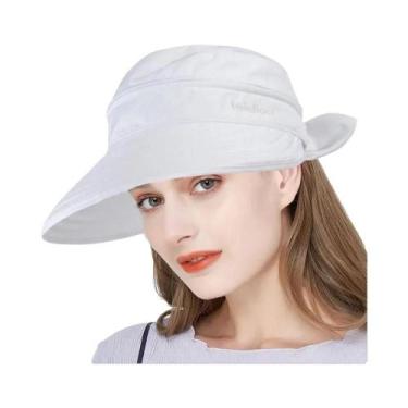 Imagem de Boné Viseira Dobrável Aba Larga Feminina, Chapéu de Sol Praia Anti-UV,