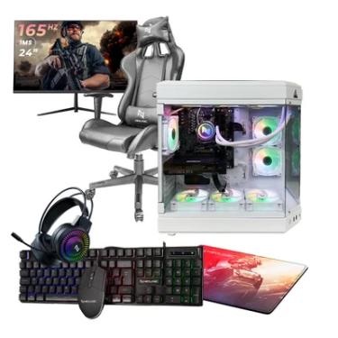 Imagem de PC Gamer Completo Ryzen 5 5500, 16gb 3200mhz, (RTX 4060 8GB), SSD 480GB, 600w 80 Plus, Monitor 24 165hz, Cadeira - Nli88048