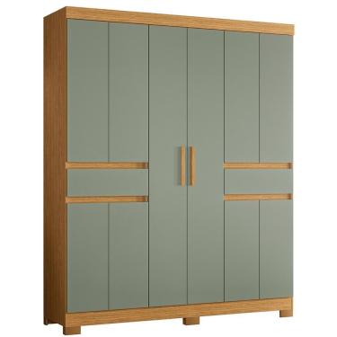 Imagem de Guarda Roupa Solteiro Olímpia 10 Portas 2 Gavetas Cinamomo-sálvia - Móveis Albatroz Cinamomo-sálvia