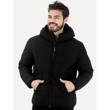 Imagem de Jaqueta Calvin Klein Masculina Hoodie Matelassê Ziper Preta-Masculino