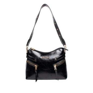 Imagem de Bolsa Feminina Rafitthy Baguete Média Verniz Burnished Preto-Feminino