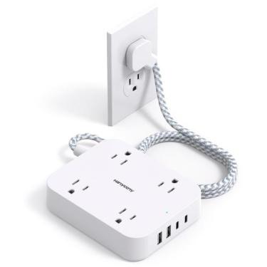 Imagem de Extensão Elétrica HANYCONY 1,5m com 4 Portas USB Branca