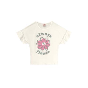 Imagem de Blusa infantil menina de flor com glitter Brandili Natural
