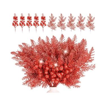 Imagem de Flores Artificiais Com Glitter, 18 Peças, Decoração Para Árvore De Nat