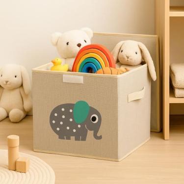 Imagem de Caixa Organizadora Infantil Brinquedos Linho Tampa Baú Okys