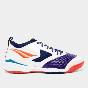Imagem de Chuteira Futsal Penalty Max 1000 Ecoknit, Vermelho, Azul, 40