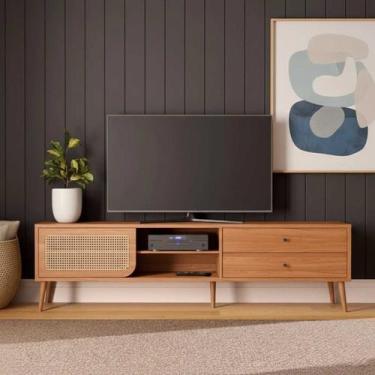 Imagem de Rack para TV até 60" 01 porta com tela Palhinha e 02 Gavetas 220cm 100