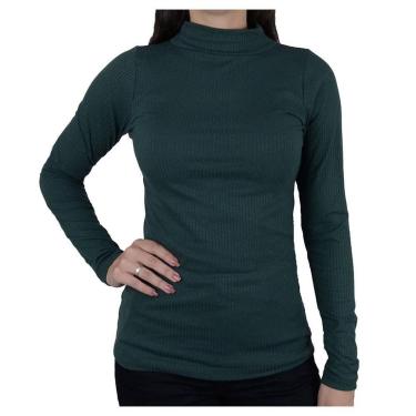 Imagem de Blusa Feminina LZT Canelada ML Gola Alta Verde - 809-Feminino