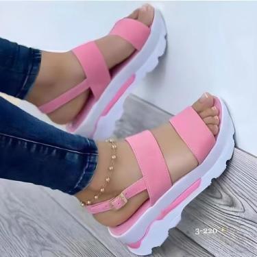 Imagem de Sandálias Femininas De Plataforma Baixa Com Salto Wedge, Moda De Verão