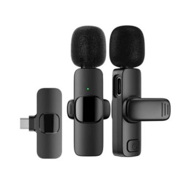 Imagem de Microfone de Lapela Duplo Sem Fio Profissional K9 TIPO-C - Sodial