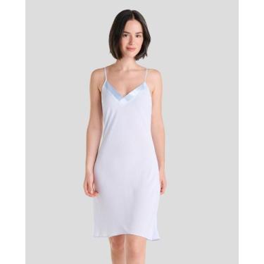 Imagem de Camisola Feminina Jacquard de Alças Confortável Azul Celeste Lohe, Azu