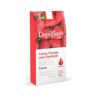 Imagem de Depilflax Folhas Prontas Depilação Facial morango 24 Unidade
