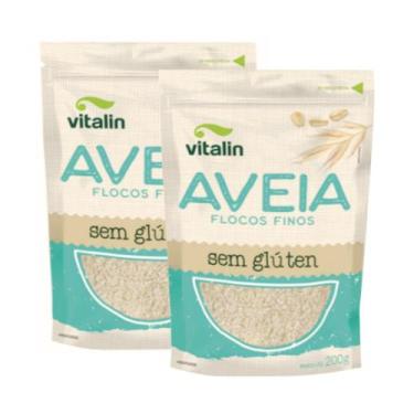 Imagem de Kit 2 Aveia Flocos Finos sem Glúten Integral 200g Vitalin