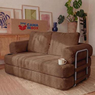 Imagem de Sofá Cama Elo. 1,90m Xpand Tech Tecido Velourê Cama inBox, Marrom