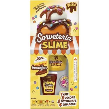 Imagem de Kit Slime Gelele Sorveteria Banoffee com Massa Chantili Calda e Confeitos Doce Brinquedo