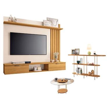 Imagem de Conjunto de Sala de Estar Lets Sky Infinity 2 Portas MDP MDF Vidro Off White HB Móveis