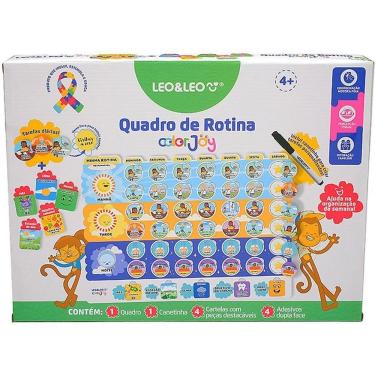 Imagem de Brinquedo Educativo Color Joy Quadro de Rotina com Fichas Dupla Face e Canetinha Apagável Leonora