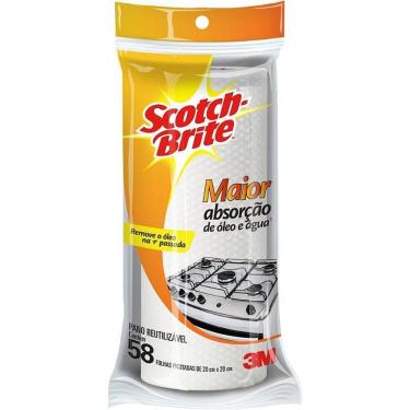 Imagem de Pano de Limpeza Scotch Brite 58F Reutilizável 58 Folhas Alta Absorção de Água e Óleo Lavável Macio