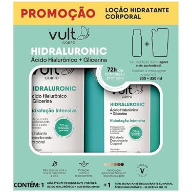 Imagem de Kit Hidratante Corporal Hidraluronic Ácido Hialurônico e Glicerina 350ML e Refil 300ML Vult